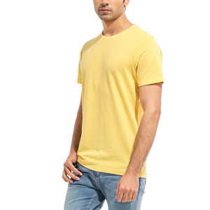 Couleur jaune coton uni teint hommes t-shirts haute qualité logo personnalisé 220gsm hommes t-shirt Offre Spéciale style décontracté hommes t-shirts - Product Image 6