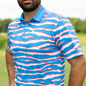 Haute qualité à la mode imprime 100% coton hommes polo respirant à manches courtes chemise de golf vêtements de travail décontractés - Product Image 4