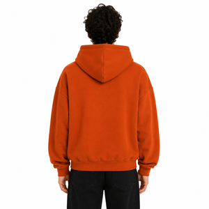 100% Made Italy ODM Oversized <b>Hoody</b> for Men Ultra-Comfortable Polycotton <b>Orange</b> Winter Season Pocket Design Anti-shrink - Product Image 2