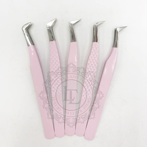 ที่คีบขนตาสแตนเลสคุณภาพสูงสำหรับเด็กสีชมพูเคลือบผงสีเงินด้ามจับธรรมดาปรับแต่งโลโก้ได้ตามต้องการ - Product Image 4