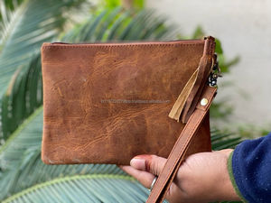 Nouveau véritable fait à la main imprimé Animal fourrure pochette en cuir petit bracelet en cuir véritable portefeuille en cuir gland embrayages femmes élégant portefeuille - Product Image 5