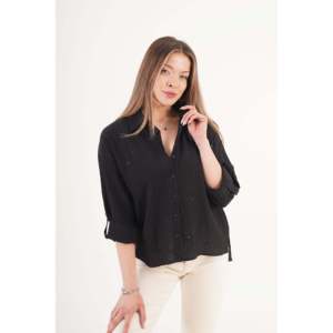 Blusa de Mujer Lustrin, Negra, con Lentejuelas, Mezcla de Viscosa, Diseño Elegante para Vestir de Noche, Venta al Por Mayor - Product Image 3