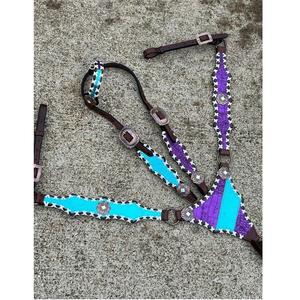 Ensemble de têtière et de collier de poitrine en cuir de crocodile occidental de qualité supérieure pour équipement d'équitation de chevaux disponible en vrac - Product Image 1