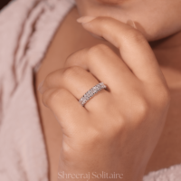 Bague demi-éternité classique unisexe en argent sterling plaqué rhodium, zircon glacé certifié VVS, 3mm 4mm 5mm, pour mariage, anniversaire, fête