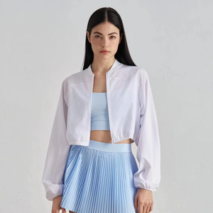 Vente chaude Femmes À La Mode Courir Léger Tennis Porter Full Zip Unhooded Sports Vestes gym fitness ensemble - Product Image 3