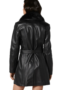 Nuevo Abrigo de Cuero Genuino Impermeable para Mujer, Talla Grande, con Cuello de Piel de Oveja, Forro de Poliéster Transpirable, de Pakistán - Product Image 4