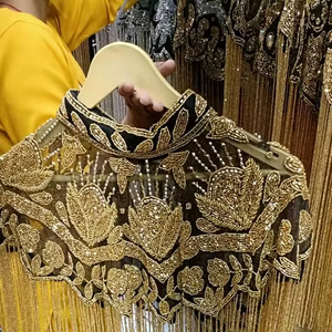 เสื้อคลุมเบอร์เลสก์สำหรับงานเทศกาล ยาวคลุมพื้น ดีไซน์หรูหรา มีบราในตัว ปักลายสวยงาม ประดับมุก ทรงตรง ผูกคอ - Product Image 5