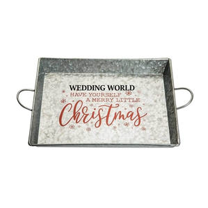 Plateau de service galvanisé Forme carrée Fait à la main Vaisselle de luxe de créateur Vente en gros Plateau de service en métal - Product Image 1