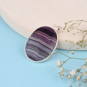 Colgante de Plata de Ley 925 con piedras preciosas de fluorita - Product Image 1