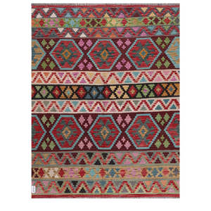 Alfombra Kilim de Maimana, Afganistán, 191 x 149 cm, Alfombra Tradicional Afgana - Product Image 1