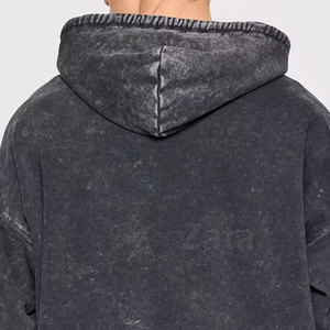 Servicio OEM al por mayor de los hombres de lavado ácido sudaderas con capucha 100% algodón invierno Casual ligero transpirable ecológico personalizable - Product Image 5