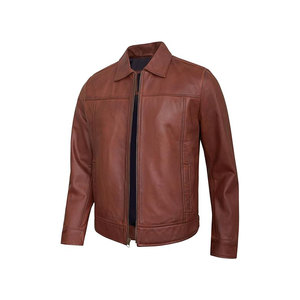Leather Jacket Biker <b>Distressed</b> Leather <b>Top</b> Quality Material Plus Size Men's Jackets - Product Image 3