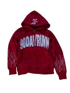 Custom Rhinestone Jacket Man Streetwear Oversized Baggy <b>Applique</b> Patch Men Zip up Denim Hoodie - Product Image 3