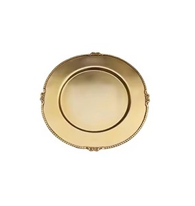 Placa de cargador de latón Placas de cargador con cuentas doradas Mesa de lujo Decorativa Placa de cargador de latón de nuevo diseñador - Product Image 1