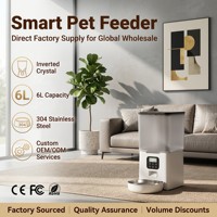 Distributeur automatique d'eau et de nourriture pour animaux de compagnie 6L en acier inoxydable 304 avec enregistrement vocal, vente directe usine