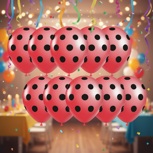 Globos de Fiesta Rojos con Puntos, Paquete de 12 Unidades, Decoraciones para Fiestas - Product Image 3