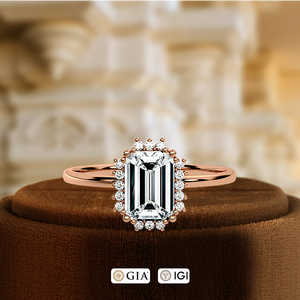 Anillo de Diamantes con Halo de Oro Blanco Sólido de 14k, Anillo de Compromiso con Diamante Cultivado en Laboratorio de 1 CT, Anillo de Boda con Halo de Diamantes Certificado por IGI - Product Image 2