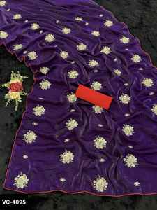 Venta al por mayor nupcial saris señoras fiesta boda color rojo seda sari con blusa roja estilo indio Sari de mujer con precio bajo - Product Image 4