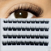 Pestañas Postizas Hechas a Mano, Estilo Manga, Naturales, con Efecto Spiky, de 8-16 mm, Extensiones de Pestañas Anime, Súper Finas, 12 Filas