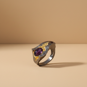 Fashionable Handmade <strong>Amethyst</strong> <strong>Gold</strong> Plated Enamel 925 Sterling Silver Jewelry <strong>Rings</strong> for Anniversary - Product Image 2