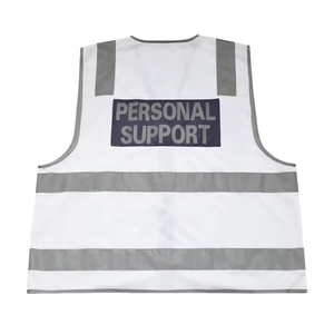 Gilet de sécurité réfléchissant haute visibilité blanc avec fermeture éclair, vêtements de travail pour le soutien personnel - Product Image 2