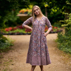 Vestido Boho Floral Serena Azul Lila Moda Ética - Product Image 1