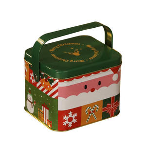 Caja de Metal Navideña Personalizable con Asa, Diseño de Santa Claus, Contenedor de Almacenamiento para Galletas y Dulces, para Regalos Festivos - Product Image 5