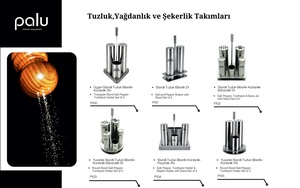 Ensemble de condiments Palu en acier inoxydable 5 pièces avec support rond, salière, poivrière, porte-cure-dents et pot à épices pour restaurant, hôtel, maison - Product Image 3