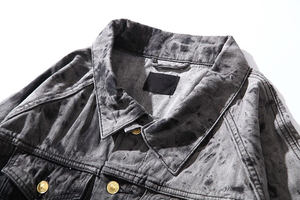 Ventes en gros OEM, veste en jean surdimensionnée pour homme, délavée, personnalisée, veste bomber en jean délavée à l'acide pour homme, Guangzhou - Product Image 3