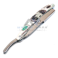 Rasoir de Barbier Professionnel de Précision en Acier Inoxydable OEM, Manche Pliable Revêtu de Papier, Verrouillage à Pivot, Rasoir Droit Amovible