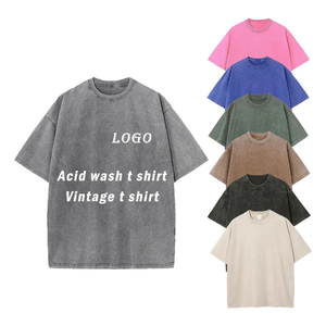 T-shirt Homme Oversize Col Rond Manches Courtes 100% Coton Lourd Délavé à l'Acide Respirant Qualité Supérieure Personnalisé - Product Image 1