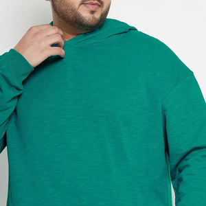 ชุดวอร์มผ้าฟลีซผ้าฝ้าย100% สำหรับผู้ชายชุดฝึกวิ่งมีฮู้ดแบบกำหนดเองดีไซน์ใหม่ฤดูหนาวสีทึบพิมพ์ลายสองชิ้น - Product Image 5