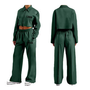 Conjunto de 2 Piezas de Top Corto y Pantalones Deportivos de Algodón 100% Estilo Vintage para Mujer, Estilo Urbano, Ecológico - Product Image 1