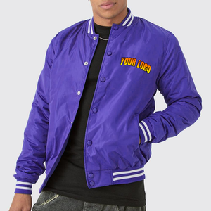 Veste universitaire en cuir satiné personnalisée avec logo d'équipe sportive et de club, broderie sur le devant - Product Image 1