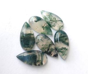 Cabochon d'agate grise naturelle en forme de poire longue dos plat vert disponible dans toutes les tailles-pierres précieuses en vrac - Product Image 5