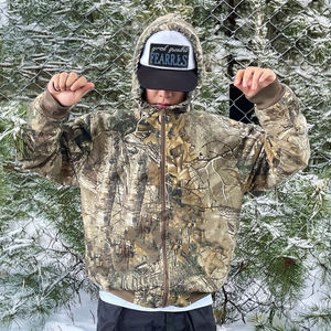 Alta calidad 350 Gsm Camo Hoodies cremallera diseño personalizado Negro hombres Boxy Fit sudaderas invierno a granel al por mayor para estilo cómodo - Product Image 2