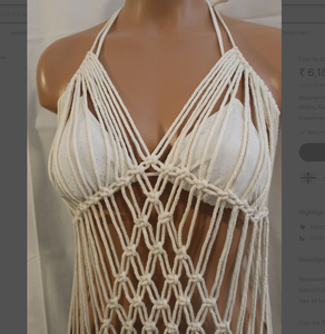 Cubrecuerpo de Macramé de Alta Calidad para el Festival Burning Man, Ropa de Festival Tejida a Mano de Algodón BE, Bustier - Product Image 2