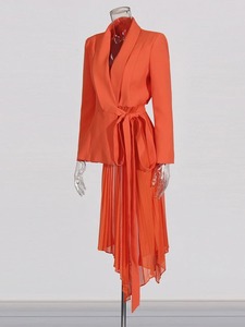 เสื้อเบลเซอร์ผู้หญิงทรงเข้ารูป แขนยาว คอปกแบบนูน แต่งระบายผ้าลูกไม้ผูกเชือก ดีไซน์เรียบหรู ดูผอมเพรียว - Product Image 2