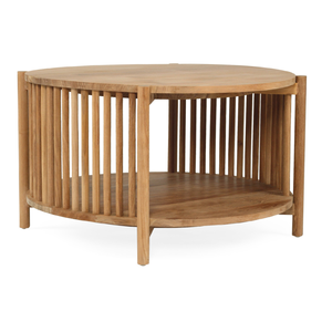 Mesa de centro de madera de teca de forma redonda Estilo moderno Acabado natural Marco de madera maciza Muebles de sala de estar - Product Image 6