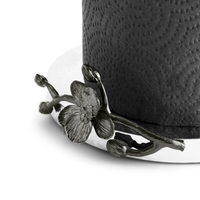 Porte-serviettes en papier orchidée noire de luxe support de distributeur de mouchoirs de comptoir en métal pour décor de cuisine et de salle de bain
