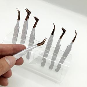 Pince à cils classique en acier inoxydable de qualité en gros avec pointe en fibre blanche emballage personnalisé outils de beauté avec logo - Product Image 3