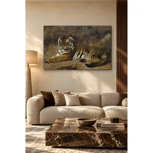 Impression sur toile de Fida Grme : Tigre allongé dans les buissons - Product Image 3