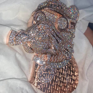 Collier pendentif tendance en argent sterling 925 avec diamant de laboratoire rond taille brillant, certifié IGI, style hip-hop MI - Product Image 1