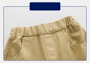 Pantalones de niño de algodón personalizados de alta calidad, pantalones de cintura elástica para niños, pantalones cortos de Color sólido para niños, envío DDP - Product Image 2