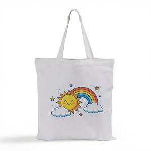 Bolsa de Mano Personalizada para Mujer, Blanca, de Poliéster, 15W X 16H, Asas de Tela, Área de Impresión 10W X 12H, Decoración con Letras - Product Image 3