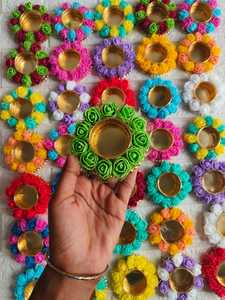 Bougeoir à fleurs chauffe-plat Diwali Festival décoration coloré à la mode décor à la maison cadeau de fête d'anniversaire pour invité faveur de mariage - Product Image 3