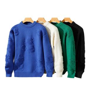 OEM et ODM hommes gaufrage pull pull tricots à manches longues pull en tricot coton hiver hommes pull en tricot sur mesure hommes pull - Product Image 2