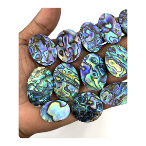 Concha de Abulón Natural, Brillo Azul Fuego, Gema Suelta, Cabujón, Forma Mixta, Tamaño Mixto, 20 a 30 mm Aprox. - Product Image 1