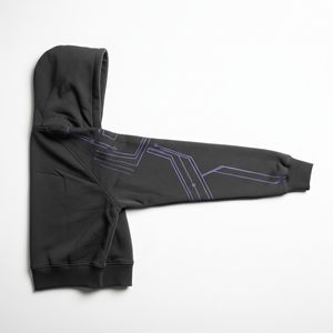 Sweat à capuche en polaire polyester/coton écologique de haute qualité pour homme, poids lourd 500 g/m², logo en relief, motif graphique cyber, coupe classique - Product Image 3