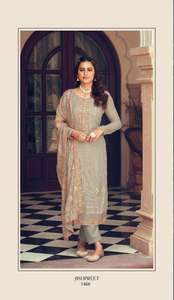 Qualité d'exportation indienne belle robe dernière lourde Georgette Salwar Suit & Dupatta avec travail de broderie lourde exportateur indien - Product Image 2